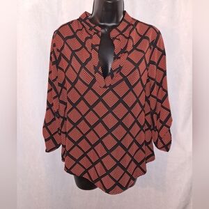 My Story Black and Orange Geometric Blouse